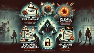 The images shows Different Ransomware delivery methods 
